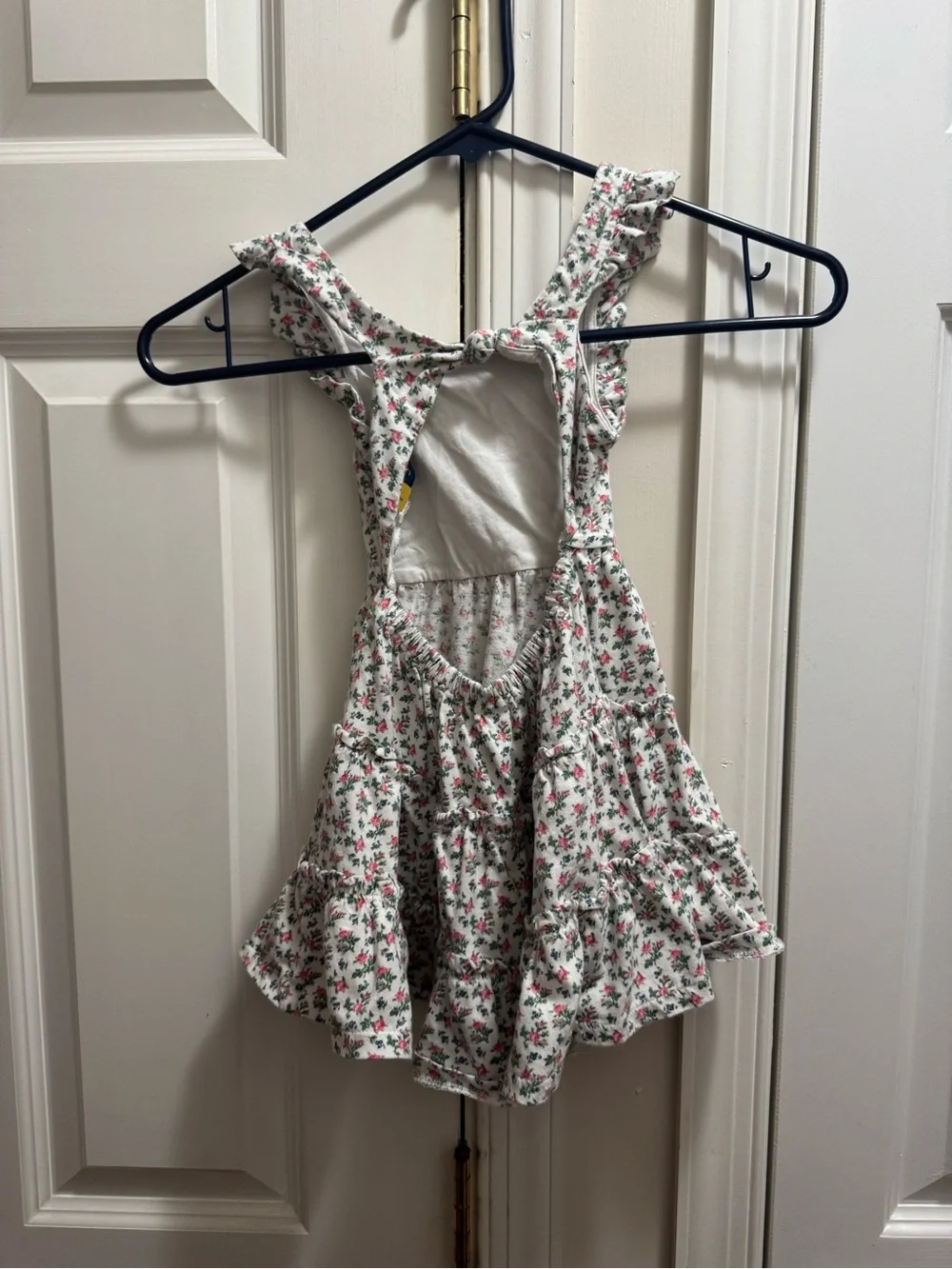 Ralph Lauren Girls' Floral Ruffle Tiered Dress - White with Pink Flowers